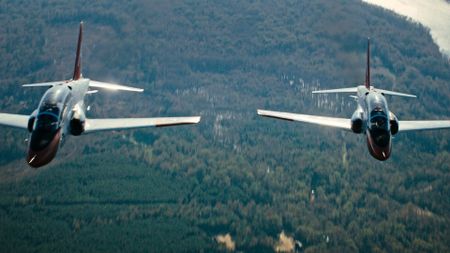 Student Captain Micah Nissly flies in formation ahead of his dogfighting test. (Credit: National Geographic)