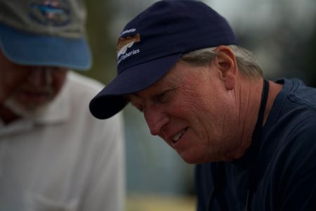 Dr. Greg Skomal talks with Jack Casey in Martha Vineyard. (National Geographic/Brandon Sargeant)