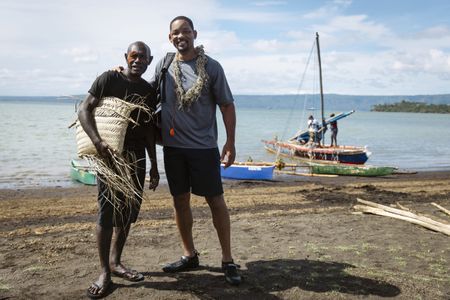 Will Smith, right, and Marine Ecologist John Aini. (credit: National Geographic/Freddie Claire)