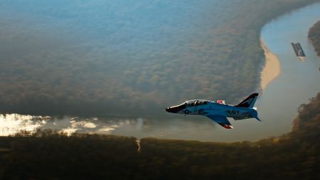 Student Lt Carissa Meinster flies back to base. (Credit: National Geographic)