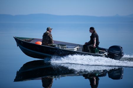 Sam Carlson and David Squibb go halibut fishing. (National Geographic/Wayne Moss)
