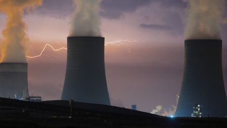Secunda Power Plant in South Africa during a thunderstorm. (National Geographic)