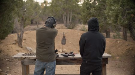 Ghost gun manufacturer Mike shows his product to cartel customers. (National Geographic)