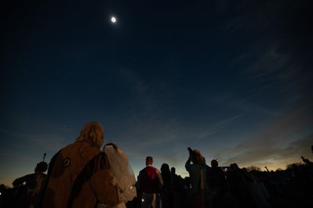 During the total solar eclipse in Russellville, the sky was so dark it appeared to be nighttime. The effect lasted for about four minutes before light reemerged. (Credit: Aaron Huey)