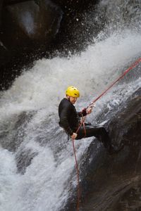 NC - Gordon Ramsay starts his culinary journey in North Carolina with a repel in the Great Smoky Mountains. (Credit: National Geographic/Justin Mandel)