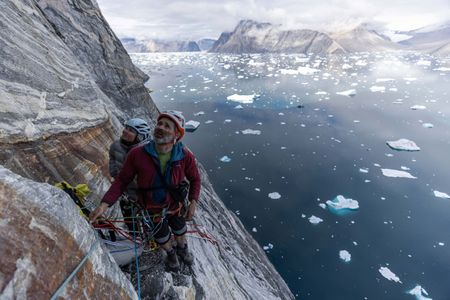 Mikey Schaefer and Hazel Findlay on Ingmikortilaq. (photo credit: National Geographic/Pablo Durana)