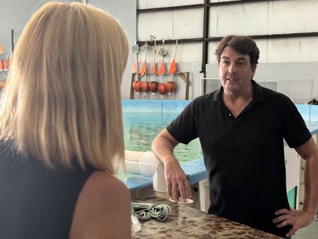 Mariana van Zeller interviews Damien Chapman about sharks and their DNA. (National Geographic)