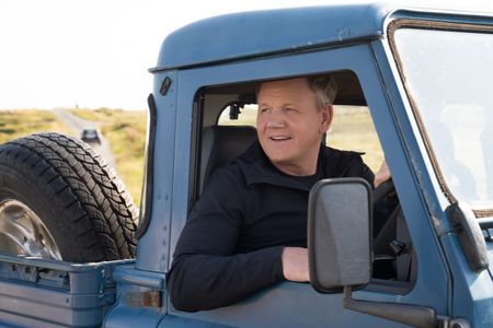 Gordon Ramsay waits in his truck in Ireland. (National Geographic/Justin Mandel)