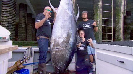 Gloucester, MA - Captain Dave Marciano, Deckhand Angelica Marciano, and First Mate Joe Marciano aboard the Hard Merchandise. (PFTV)