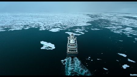 La Commandant Charcoat breaks through the Arctic Ice heading for the North Pole. (credit: National Geographic)