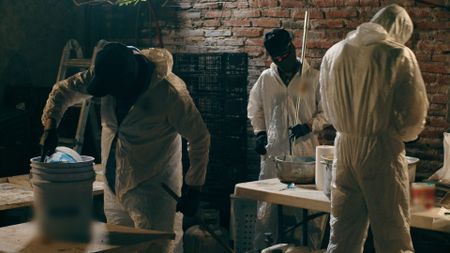 08 and the cartel members get to work producing fentanyl in a hidden lab in Culiacán, Mexico. (National Geographic)