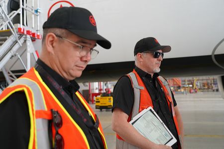Dale Gofton, Aircraft Maintenance Engineer,Air Canada, and Jeremy Ellis, Aircraft Maintenance Engineer at Air Canada. (Arrow International Media Ltd & Cantina Media)