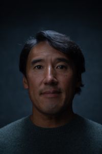 Filmmaker and climber Jimmy Chin films his interview in Los Angeles, CA.  (photo credit: National Geographic/Teague Wasserman)