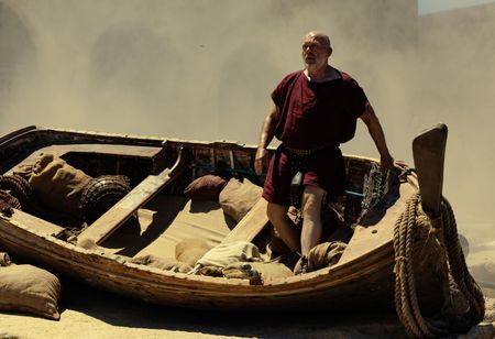 The Praetorian, played by Barry Aird, is forcibly awakened by the shock wave from the initial eruption of Vesuvius. (National Geographic/Darrin Zammit Lupi)