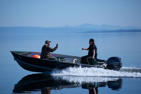 Sam Carlson and David Squibb go halibut fishing. (National Geographic/Wayne Moss)