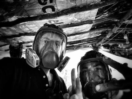 Self Portrait Nick Quested and unknown worker. (Nick Quested)