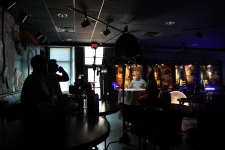 BLACK TRAVEL ACROSS AMERICA - This is an inside scoop on the set-up behind the Bradley Wolf and Martinique Lewis within the Blue Room. (National Geographic for Disney/Victoria Donfor)
