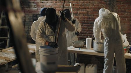 Cartel members get to work producing fentanyl in a hidden lab in Culiacán, Mexico. (National Geographic)