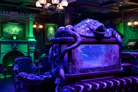 Aboard the Disney Treasure, the Haunted Mansion Parlor honors more than five decades of fandom and introduces the world to the next chapter of the Haunted Mansion saga. Guests will enjoy spooktacular, specialty cocktails themed to the classic Disney Parks attraction and its inhabitants, as well as a variety of Haunted Mansion details from around the world. (Disney/Kent Phillips)