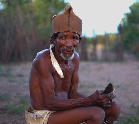 Qhoeta Xhoema of the Nharo San community.  (credit: National Geographic/Dionne Bromfield)