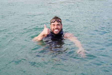 Swimming legend, Ross Edgley hit 10.24mph in the Mako challenge. (National Geographic/Nathalie Miles)