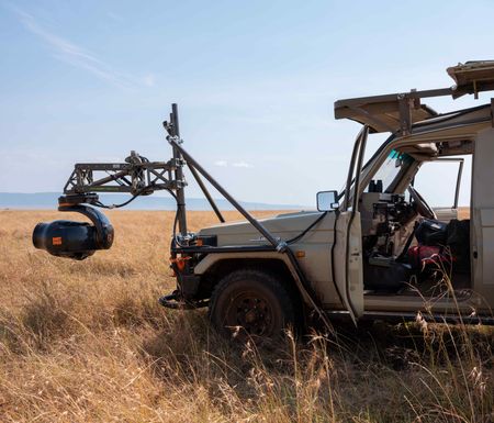 Behind-the-scenes of Incredible Animal Journeys in Maasai Mara, Kenya. (National Geographic for Disney/David Chancellor)