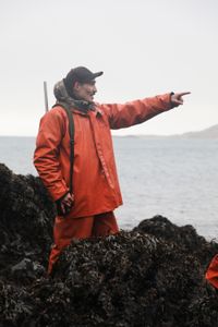 Justin Phillips hunting with Margin Agnot, looking for foxes to hunt. (National Geographic/Lauren Bird Dixon)