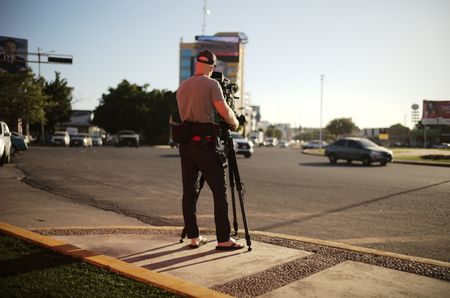 The crew gets ready to film in Culiacán, Mexico. (National Geographic)