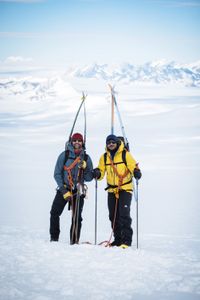 Will Smith, right, and Richard Parks exploring in Antarctica together. (credit: National Geographic/Freddie Claire)