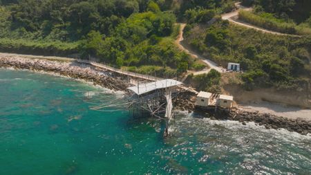 Trabocco Mucchiola - restaurant Gli Ostinati, ingeniously anchored to the Trabocchi coast shore.   (credit: National Geographic)