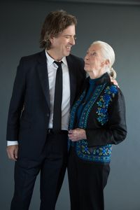 Critically acclaimed filmmaker Brett Morgen and conservation icon Dr. Jane Goodall.
  (photo credit: National Geographic/Stewart Volland)