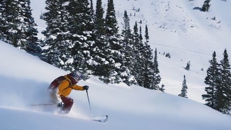 Angel Collinson skis down a mountain.   (mandatory credit: 360 Media Ventures )