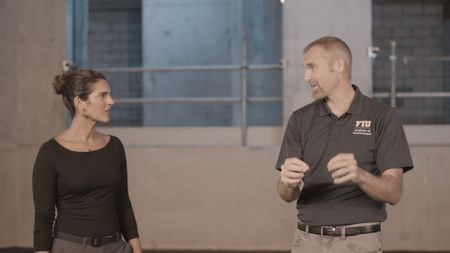 Dr. Diva Amon and Dr. Mike Heithaus discussing various Shark species jaw muscles and different bites whilst in the Shark Lab. (National Geographic)