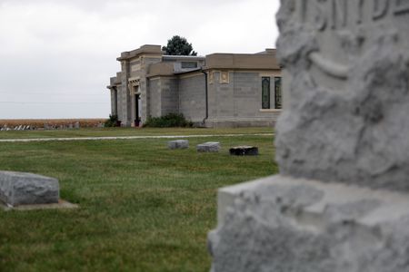 The mausoleum at Riverside Cemetery, Newton County. After seven years of trying to identify the Doe, Coroner Scott McCord held a funeral and placed the remains in his local mausoleum. (National Geographic/Tom Beard)