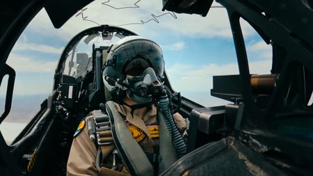 Student Captain Steph Harris mid flight. (Credit: National Geographic)