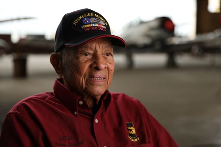 Tuskegee Airman LT. COL. (RET) Harry T. Stewart sits for an interview at The Tuskegee Airmen National Museum in Detroit. (National Geographic/Rob Lyall)