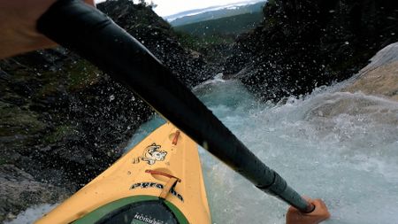 Point of view of Gerd Serrasolses as he kayaks through whitewater.  (mandatory photo credit: Gerd Serrasolses)