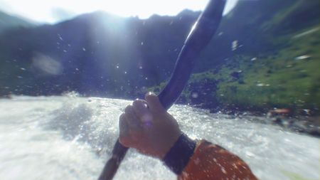 Ben Stookesberry kayaking through whitewater in central Africa. (mandatory photo credit: Benjamin Stookesberry)