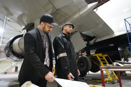 Gurvinder Toor, Manager, Line Maintenance Operations at
Air Canada, and Nassir Al-Tamimi, Aircraft Maintenance Engineer at Air Canada. (Arrow International Media Ltd & Cantina Media)