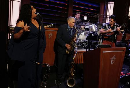 JAKE SHIMABUKURO AND MAIYA SYKES WITH THE CLETONES