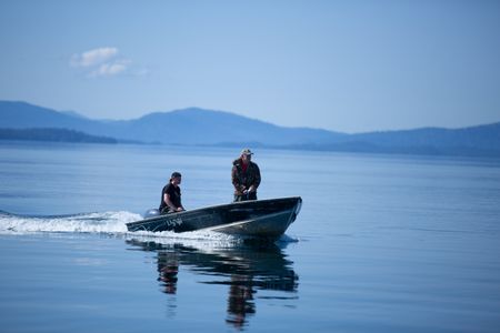 David Squibb and Sam Carlson go halibut fishing. (National Geographic/Wayne Moss)