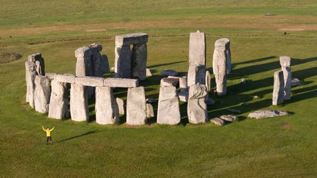 Wiltshire, UK - Albert Lin at Stonehenge. (National Geographic/Hugh Campbell)