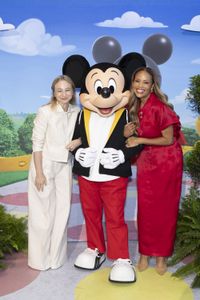 ALYSSA SAPIRE (HEAD OF DISNEY JR. ORIGINAL PROGRAMMING AND STRATEGY, DISNEY BRANDED TELEVISION), MICKEY MOUSE, AYO DAVIS (PRESIDENT, DISNEY BRANDED TELEVISION)