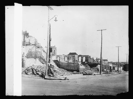 An archival image shows some of the destruction caused during the 1921 Tulsa Race Massacre. (Library of Congress)