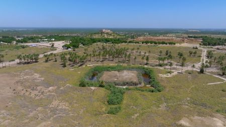 The presumed location of the ancient tower of Babel is pictured in aerial view. (Windfall Films)