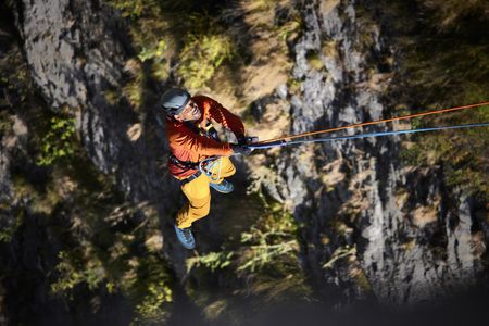 Will Smith jumps off a bridge while his heart rate and breathing are tracked.  We seek out delicious foods, and even extreme sports. Very often, we find pleasure in pushing our body to the limits.(credit: National Geographic/Kyle Christy)