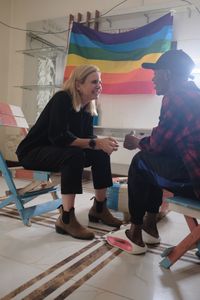 Mariana van Zeller interviews Apple in a safe house in Uganda. (National Geographic)