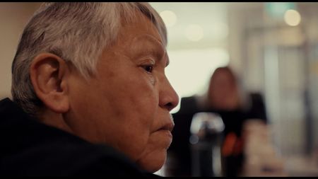 Investigator and survivor Charlene Belleau collects testimony from other survivors of St. Joseph's Mission Indian residential school. (Credit: Emily Kassie/Sugarcane Film LLC)