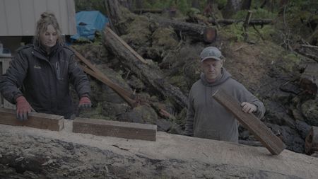 Sarah McDonald and Troy Brockway construct a ramp on their home property. (National Geographic/Gil Cano)