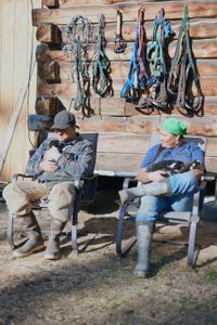 Jody Potts-Joseph and her husband, Jamey Joseph with their puppies. (National Geographic/Ashton Hurlburt)
